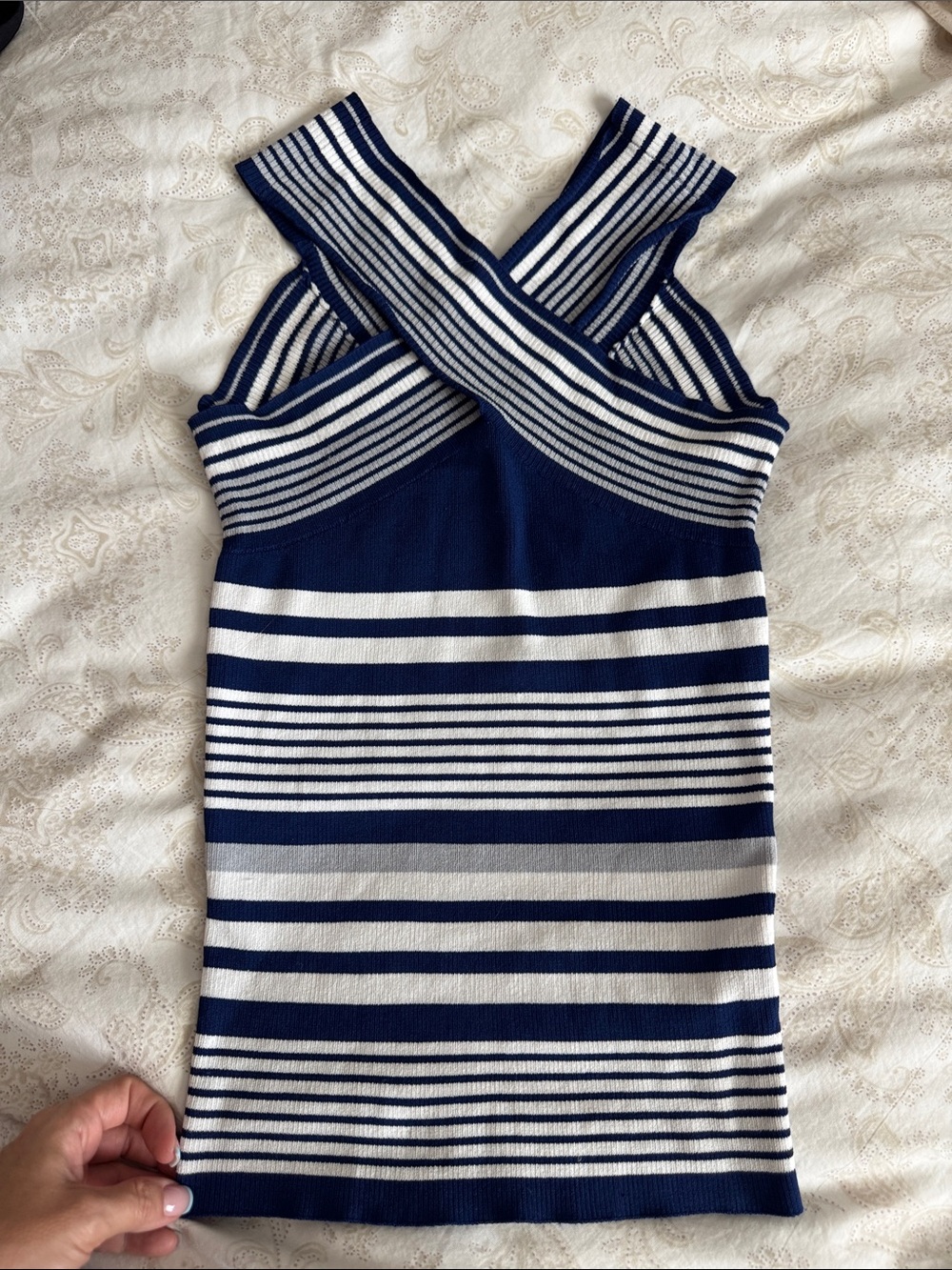 Ramy Brook Navy and White Striped Knit Tank